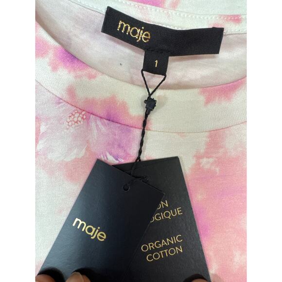 Maje Tie Dye Floral Ring Hardware Cotton Crop Top Size 1 NWT Summer Chic - Picture 6 of 7